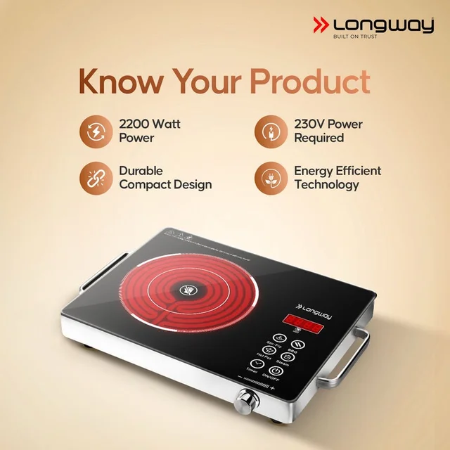 LONGWAY Longway Ace IC 2000 W Induction Cooktop (Black, Push Button)