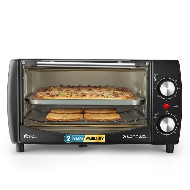 LONGWAY Longway Royal OTG 12 Ltr Oven Toaster Griller With Heating Modes | Temperature Timer Control For Baking Pizza, Cake, Grilling Chicken & Toasting Bread| (1000 W, Black)