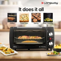 LONGWAY Longway Royal OTG 12 Ltr Oven Toaster Griller With Heating Modes | Temperature Timer Control For Baking Pizza, Cake, Grilling Chicken & Toasting Bread| (1000 W, Black)