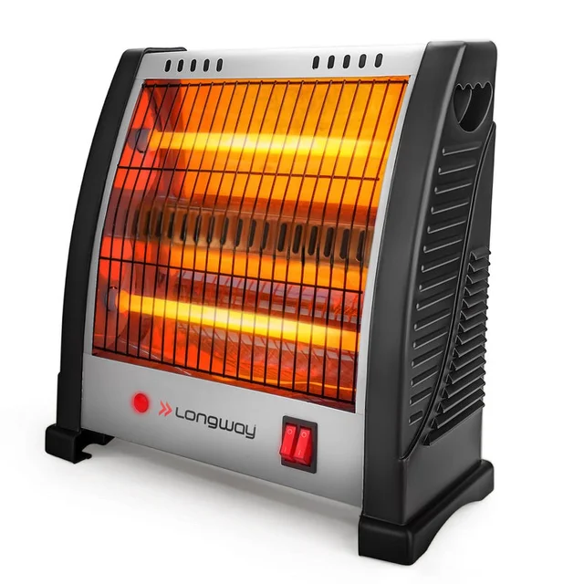 LONGWAY Longway Blaze 2 Rod 800 Watt Halogen Room Heater With ISI Approved (White & Gray)