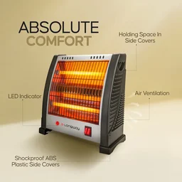 LONGWAY Longway Blaze 2 Rod 800 Watt Halogen Room Heater With ISI Approved (White & Gray)