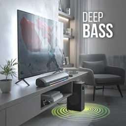 Portronics 100W Zuno Compact Bluetooth Soundbar With Deep Bass, 2.1 Channel Home Theatre 100 W Bluetooth Soundbar (Black, Stereo Channel)