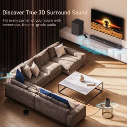 Portronics 600W Sound Slick X1 5.1.2 CH Dolby Atmos Home Theatre, Wireless Satellite Speaker 600 W Bluetooth Soundbar (Black, Stereo Channel)
