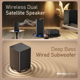 Portronics 600W Sound Slick X1 5.1.2 CH Dolby Atmos Home Theatre, Wireless Satellite Speaker 600 W Bluetooth Soundbar (Black, Stereo Channel)