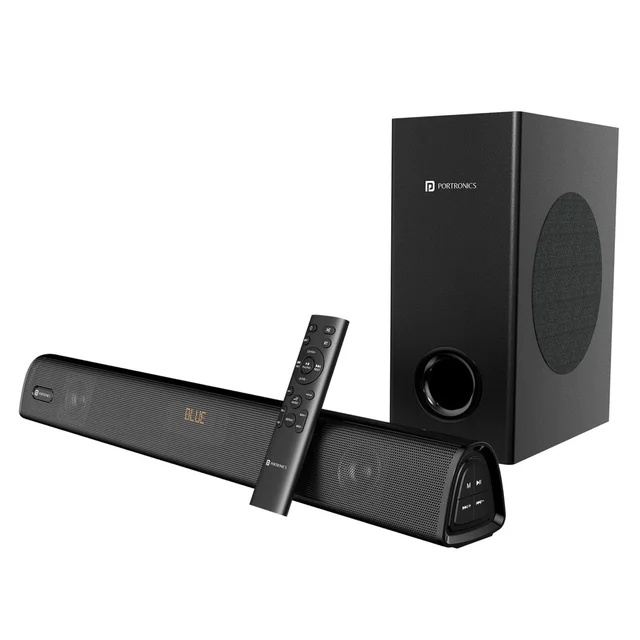 Portronics Pure Sound 106 Wired Subwoofer, HD Sound, BT5.3v 120 W Bluetooth Soundbar (Black, 2.1 Channel)