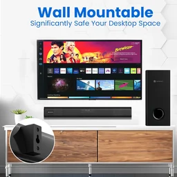 Portronics Pure Sound 106 Wired Subwoofer, HD Sound, BT5.3v 120 W Bluetooth Soundbar (Black, 2.1 Channel)