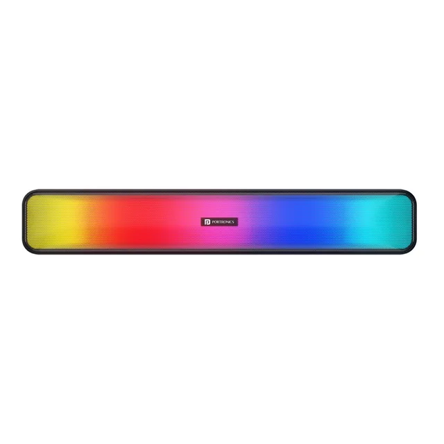 Portronics Radian 16W Bluetooth Stereo Soundbar with Multicolour LED Lights 16 W Bluetooth Speaker (Black, Stereo Channel)