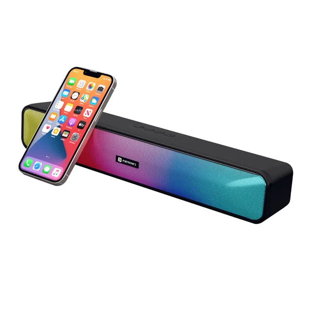 Portronics Radian 16W Bluetooth Stereo Soundbar with Multicolour LED Lights 16 W Bluetooth Speaker (Black, Stereo Channel)
