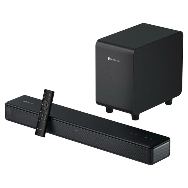 Portronics Sound Slick X 250W Bluetooth Soundbar With Wired Subwoofer Deep Bass, 2.1 Channel 250 W Bluetooth Soundbar (Black, 2.1 Channel)