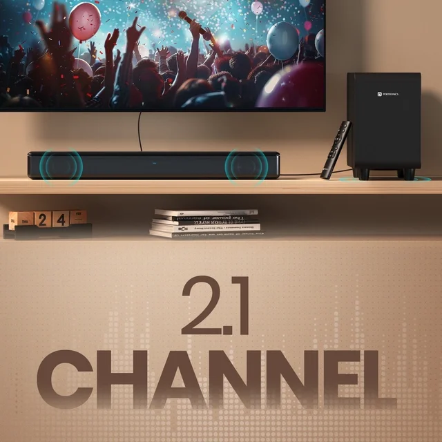 Portronics Sound Slick X 250W Bluetooth Soundbar With Wired Subwoofer Deep Bass, 2.1 Channel 250 W Bluetooth Soundbar (Black, 2.1 Channel)