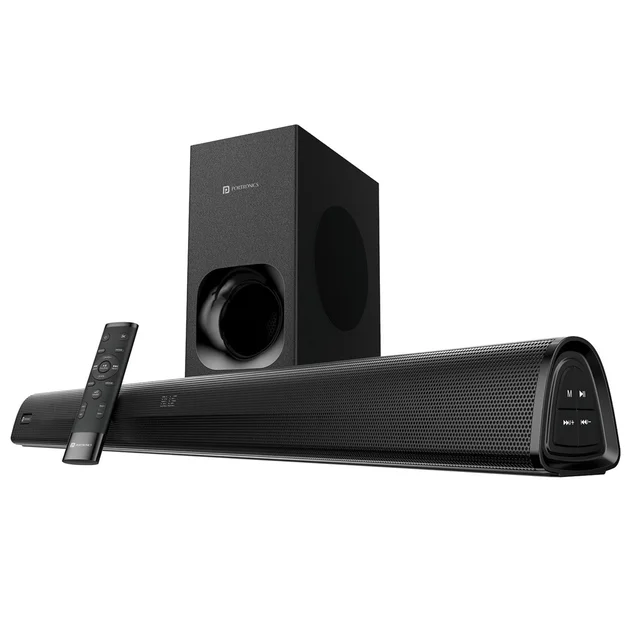Portronics Pure Sound 105 Wireless Soundbar with Wired Subwoofer, HD Sound, 3 EQ Modes 200 W Bluetooth Soundbar (Black, 2.1 Channel)
