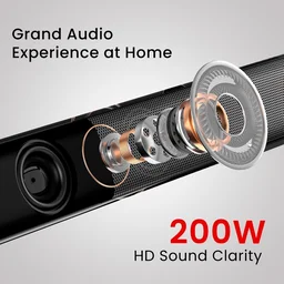Portronics Pure Sound 105 Wireless Soundbar with Wired Subwoofer, HD Sound, 3 EQ Modes 200 W Bluetooth Soundbar (Black, 2.1 Channel)