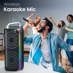 Portronics Nebula X 150W Party Speaker, Wireless Karaoke Mic, 6 Hours Playtime, Bass Boost 150 W Bluetooth Party Speaker (Black, Stereo Channel)