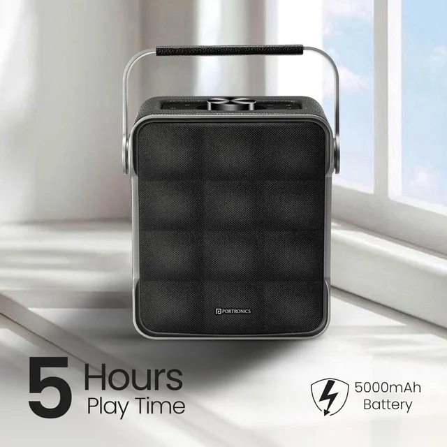 Portronics Harmony II 60W HD Sound Wireless Speaker, Bass Boost Technology, 5Hrs Playtime 60 W Bluetooth Party Speaker (Gold, Mono Channel) - black