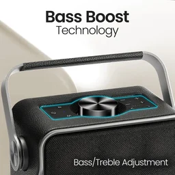 Portronics Harmony II 60W HD Sound Wireless Speaker, Bass Boost Technology, 5Hrs Playtime 60 W Bluetooth Party Speaker (Gold, Mono Channel) - black