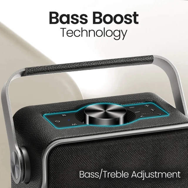 Portronics Harmony II 60W HD Sound Wireless Speaker, Bass Boost Technology, 5Hrs Playtime 60 W Bluetooth Party Speaker (Gold, Mono Channel) - black