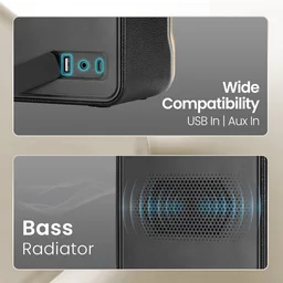 Portronics Harmony II 60W HD Sound Wireless Speaker, Bass Boost Technology, 5Hrs Playtime 60 W Bluetooth Party Speaker (Gold, Mono Channel) - black