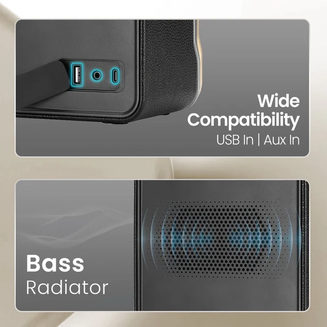 Portronics Harmony II 60W HD Sound Wireless Speaker, Bass Boost Technology, 5Hrs Playtime 60 W Bluetooth Party Speaker (Gold, Mono Channel) - black