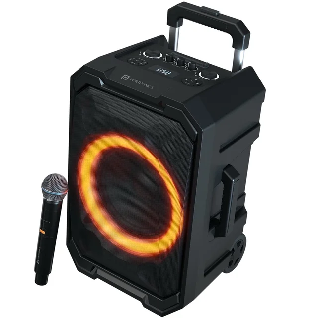 Portronics Iron Beats II TWS Wireless Speaker with wireless Karaoke Mic, 6Hrs Playtime 250 W Bluetooth Party Speaker (Black, Stereo Channel)