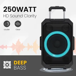 Portronics Iron Beats II TWS Wireless Speaker with wireless Karaoke Mic, 6Hrs Playtime 250 W Bluetooth Party Speaker (Black, Stereo Channel)