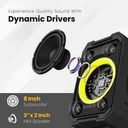 Portronics Iron Beats II TWS Wireless Speaker with wireless Karaoke Mic, 6Hrs Playtime 250 W Bluetooth Party Speaker (Black, Stereo Channel)