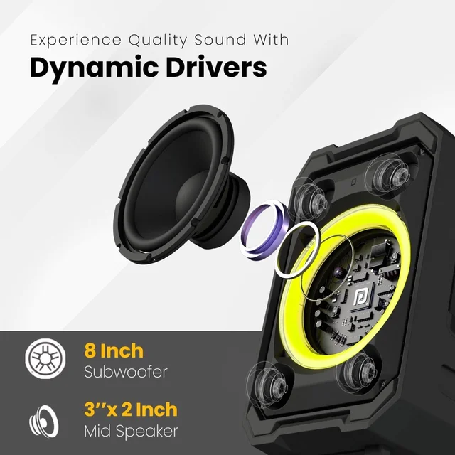 Portronics Iron Beats II TWS Wireless Speaker with wireless Karaoke Mic, 6Hrs Playtime 250 W Bluetooth Party Speaker (Black, Stereo Channel)