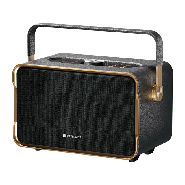 Portronics Harmony Wireless Portable HD Sound, Upto 6 Hours Playtime, 80 W Bluetooth Home Audio Speaker (Black, 2.1 Channel) - black