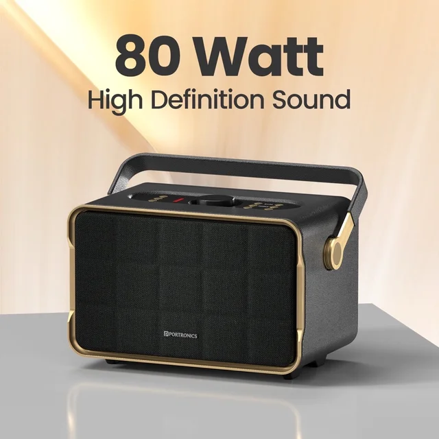 Portronics Harmony Wireless Portable HD Sound, Upto 6 Hours Playtime, 80 W Bluetooth Home Audio Speaker (Black, 2.1 Channel) - black
