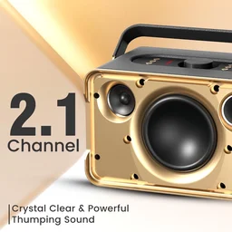 Portronics Harmony Wireless Portable HD Sound, Upto 6 Hours Playtime, 80 W Bluetooth Home Audio Speaker (Black, 2.1 Channel) - black