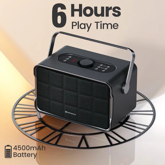 Portronics Harmony Wireless Portable HD Sound, Upto 6 Hours Playtime, 80 W Bluetooth Home Audio Speaker (Black, 2.1 Channel) - grey
