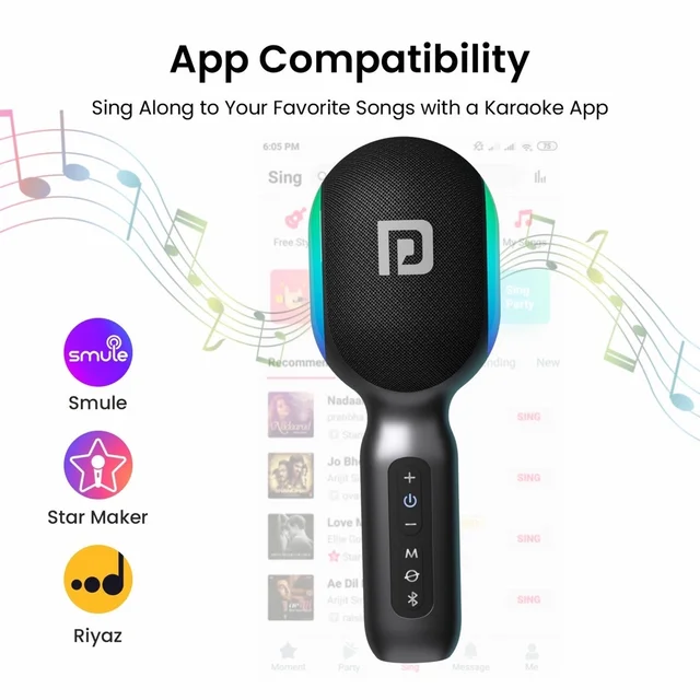 Portronics Dash 2 Wireless Bluetooth Karaoke Mic with 10W Speaker, Upto 10Hrs Playtime Microphone