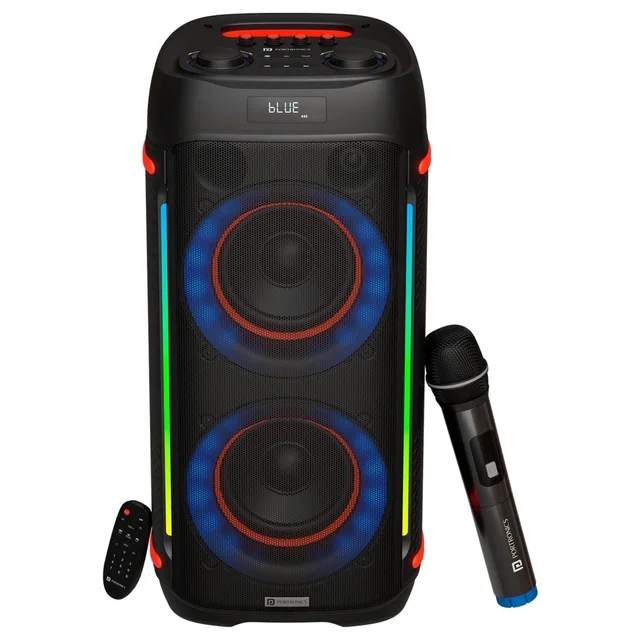 Portronics Iron Beats IV 250W Party Speaker With Dual 6" Subwoofer, 4 Hrs Playtime, LED Light 250 W Bluetooth Party Speaker (Black, Stereo Channel)