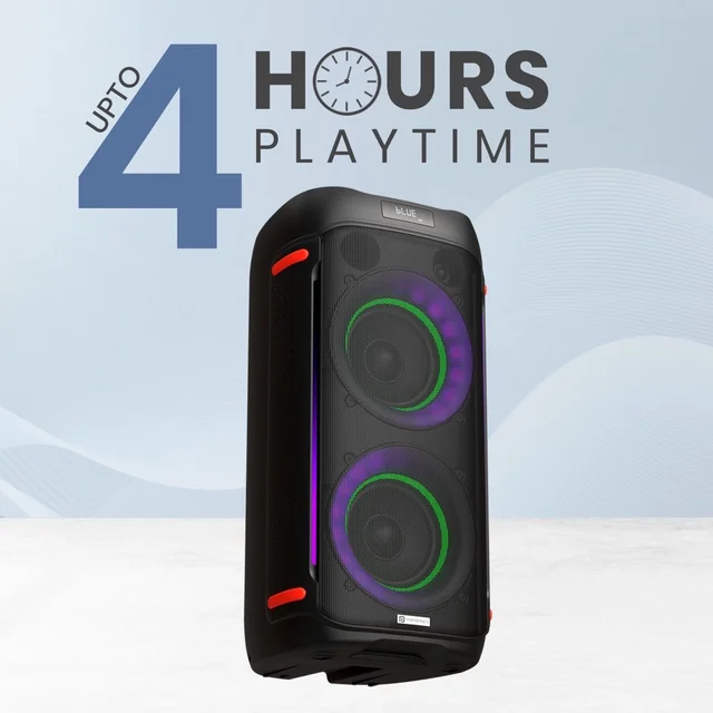 Portronics Iron Beats IV 250W Party Speaker With Dual 6" Subwoofer, 4 Hrs Playtime, LED Light 250 W Bluetooth Party Speaker (Black, Stereo Channel)