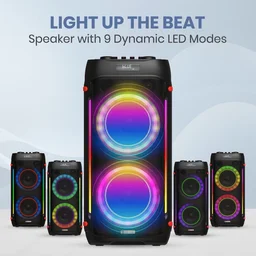 Portronics Iron Beats IV 250W Party Speaker With Dual 6" Subwoofer, 4 Hrs Playtime, LED Light 250 W Bluetooth Party Speaker (Black, Stereo Channel)