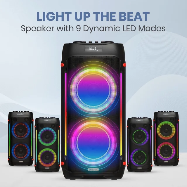 Portronics Iron Beats IV 250W Party Speaker With Dual 6" Subwoofer, 4 Hrs Playtime, LED Light 250 W Bluetooth Party Speaker (Black, Stereo Channel)
