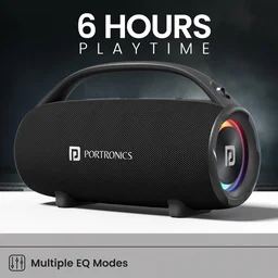 Portronics Thunder 2.0 60W Bluetooth Party Speaker, Passive Radiator, 6Hr Playtime, EQ Mode 60 W Bluetooth Speaker (Black, 2.0 Channel)