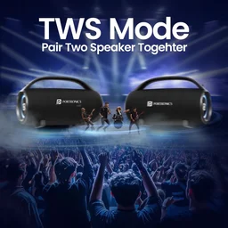 Portronics Thunder 2.0 60W Bluetooth Party Speaker, Passive Radiator, 6Hr Playtime, EQ Mode 60 W Bluetooth Speaker (Black, 2.0 Channel)