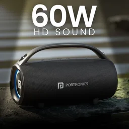 Portronics Thunder 2.0 60W Bluetooth Party Speaker, Passive Radiator, 6Hr Playtime, EQ Mode 60 W Bluetooth Speaker (Black, 2.0 Channel)