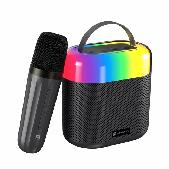 Portronics Dash 3 Wireless Karaoke Mic, 5Hrs Playtime, RGB Lights 16 W Bluetooth Party Speaker (Black, Stereo Channel)