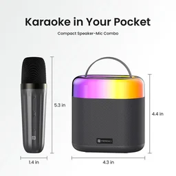 Portronics Dash 3 Wireless Karaoke Mic, 5Hrs Playtime, RGB Lights 16 W Bluetooth Party Speaker (Black, Stereo Channel)