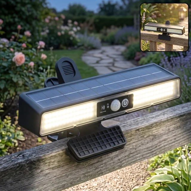 102 LED Solar Clip Motion Sensor Light for Garden Fence Outdoor (1 Pc)