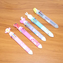 10-in-1 Multicolor Ball Pen – Smooth Writing with Cute Character Design