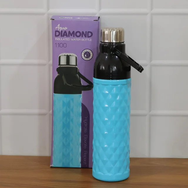 1100 ML Diamond Texture Sports Water Bottle – Leakproof Secure Cap