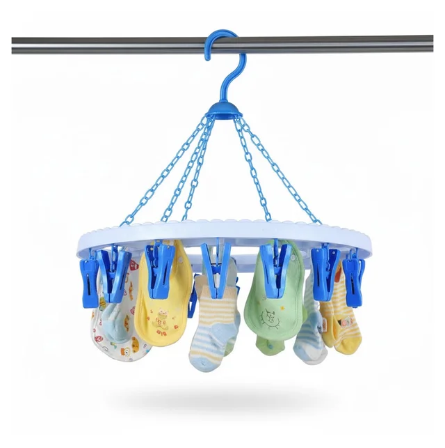 18-Clip Cloth Drying Hanger – Round Plastic for Delicates | Indo Glow