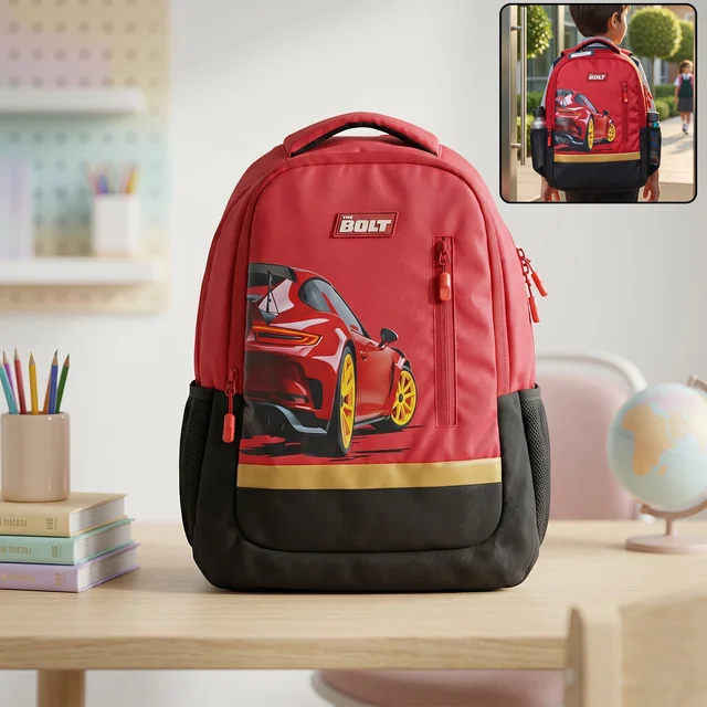 19-inch Kid’s School Bag – Spacious & Stylish with Car Design