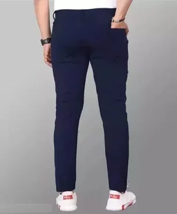 Men Slim Fit Blue Lycra Blend 2 way Trousers - 34