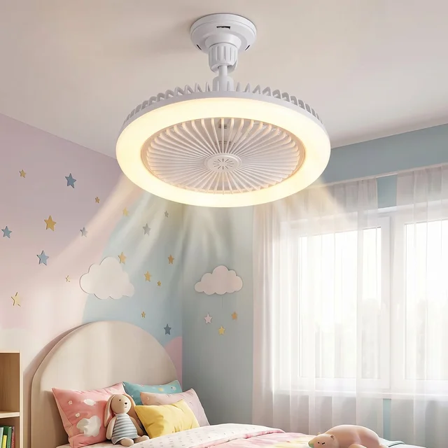 2 In 1 LED Ceiling Fan with Light for Bedroom Living Room E27 Base (1 Set)