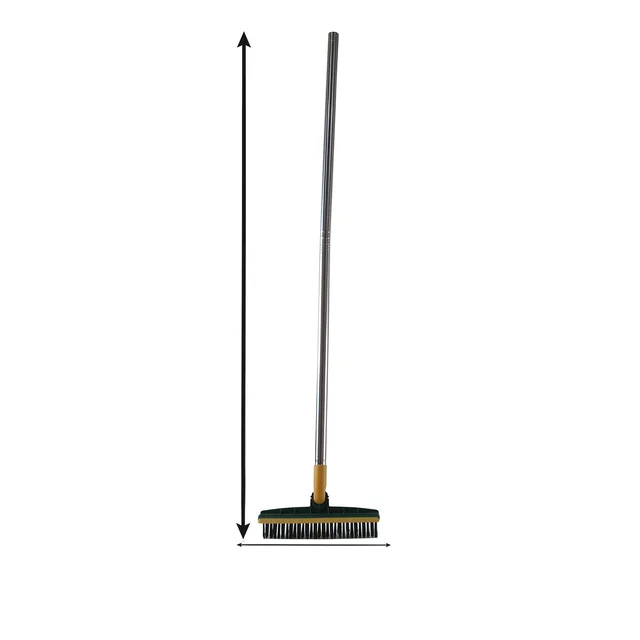 2 In 1 Long Handle Floor Scrubbing Brush with Wiper for Bathroom (1 Pc)