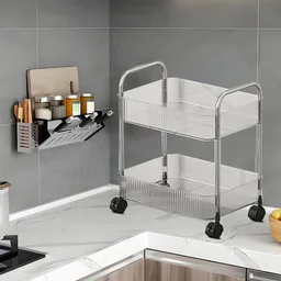 2 Layer Storage Trolley with Wheels – Compact & Movable Organizer