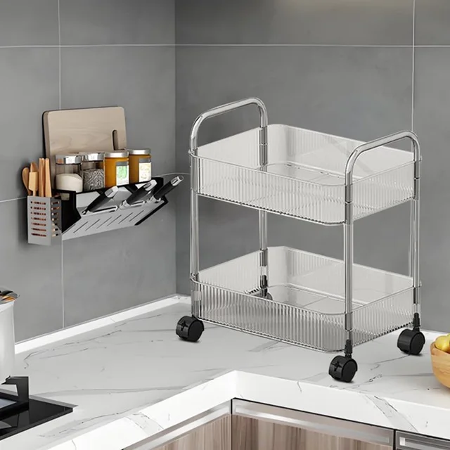 2 Layer Storage Trolley with Wheels – Compact & Movable Organizer